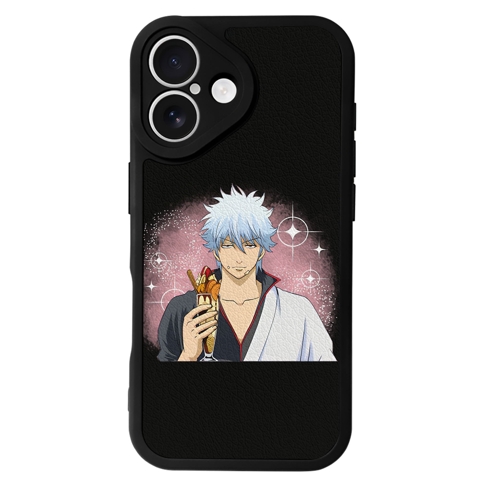 （画像用） ぎんたま 坂田銀時（さかたぎんとき） 神楽 志村新八（しむら しんぱち） GINTAMA Sakata Gintoki Kagura Shimura Shinpachi 【iPhone 16シリーズ対応】シリコンスマホケース（レザー調） 材質：シリコン